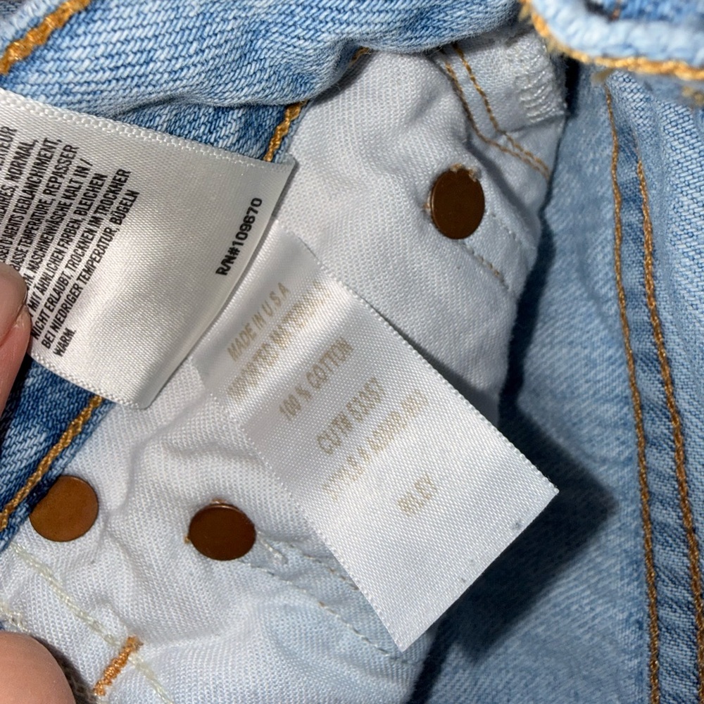 Agolde Riley Distressed Light Blue Jeans, 23 - Picture 8 of 14